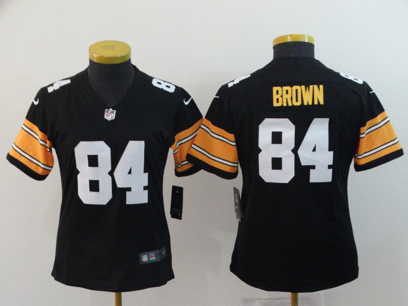 Women Pittsburgh Steelers 84 Brown Black Nike Vapor Untouchable Limited Playe NFL Jerseys